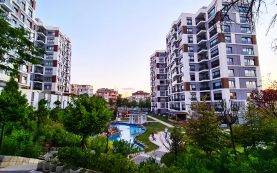 deluxe-residences-with-modern-exteriors-including-beautiful-garden-with-ornamental-pool-arbor-and-walking-paths-in-sancaktepe